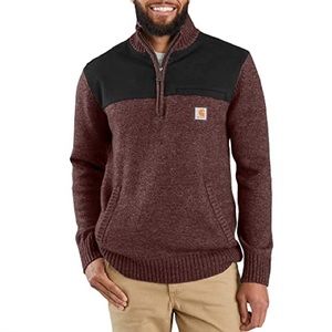 Men’s Large Carhartt Quarter Zip Sweater - Dark Cedar Heather
